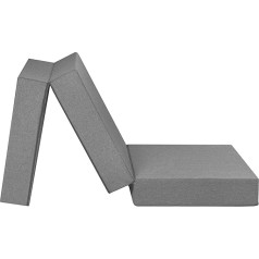 Badenia Trendline sulankstomas XXL čiužinys svečiams, patogus 15 cm aukštis, 196 x 65 x 15 cm gulimas paviršius, šviesiai pilkos spalvos