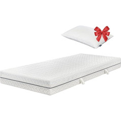 Essence Sleep Putų čiužinys - 90 x 200 x 18 cm, 2-in-1 šaltų putų čiužinys, 7 zonų čiužinys su 1 pagalve, H2, ritininis čiužinys - kvėpuojantis, patogus ir patvarus, sertifikuotas 