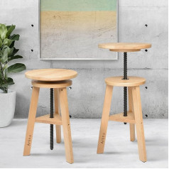 Artina Tapybos taburetė Arles Ø 30 cm sėdynė pasukama medinė taburetė, reguliuojamas aukštis 48-66 cm - apvali 360 laipsnių pasukama ir elastinga, buko mediena, menininko pasukama kėdė ir dirbtuvių taburetė