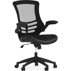 Flash Furniture Aukšto atlošo biuro kėdė, ergonomiška sukamoji kėdė su atlenkiamais porankiais ir reguliuojamu galvos atlošu