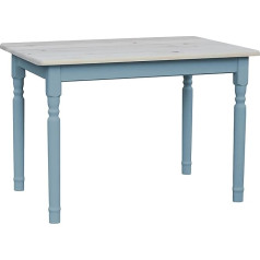 K Koma Mėlynas valgomojo stalas Virtuvės stalas iš pušies masyvo Kaimo namų stilius 70 x 120 cm