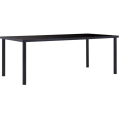 Vidaxl Valgomojo stalas Virtuvės stalas Stiklo stalas Valgomojo stalas Stiklo stalas Valgomojo virtuvė Juoda 200 x 100 x 75 cm Grūdinto stiklo metalinis rėmas