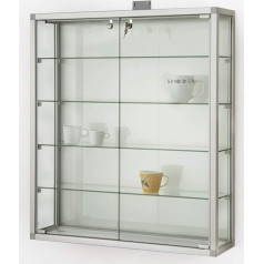 MHN Sieninė vitrina D 19 x Š 78 x V 88 cm - Plati kolekcionierių pakabinama vitrina, užrakinama - Didelė stiklinė vitrina, pakabinama ant sienos - Kolekcionierių vitrina, aliuminė CPR - be apšvietimo