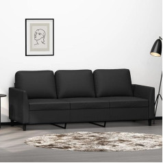 Cozynest 3 vietų sofa juoda 180 cm dirbtinės odos