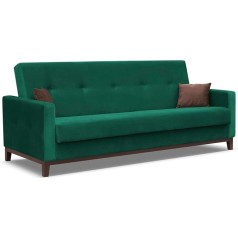 Seelloo , Aukščiausios klasės sofa su miego funkcija ir lovos dėže, sulankstoma sofa, patvari, sofa-lova svetainei, 214 x 86 x 90 cm, žalia