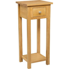 Hallowood Furniture Kompaktiškas staliukas / naktinis staliukas, siauras, ąžuolo masyvas, skirtas telefonui, mobiliajam telefonui, šviestuvui, prieškambaryje