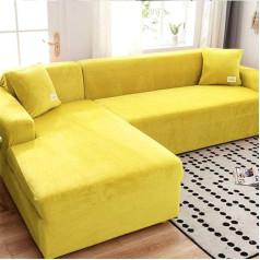 ‎Sjh Prabangus sofos dangtelis Velvet Plush Stretch Corner Sofa Cover Pure Color Couch Slipcover Storas elastingas sofos apsauga L formos
