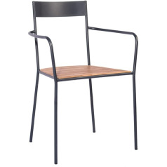 Addecor Juodos spalvos valgomojo kėdės | Šiaurietiškos kėdės iš geležies ir medžio masyvo | 85 x 40 x 55 cm | Svetainės kėdės 