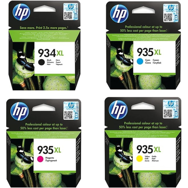 HP originali 934XL/935XL daugkartinė pakuotė - 4 rašalo kasetės - žydros / geltonos / purpurinės / juodos spalvos - suderinama su 