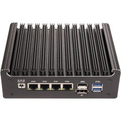 HSIPC Alder Lake N100 Quad Core Firewall Micro Appliance, mini kompiuteris, nano kompiuteris, maršrutizatoriaus kompiuteris su 8G RAM 128G SSD, 4*i226-V RJ45 prievadas AES-NI