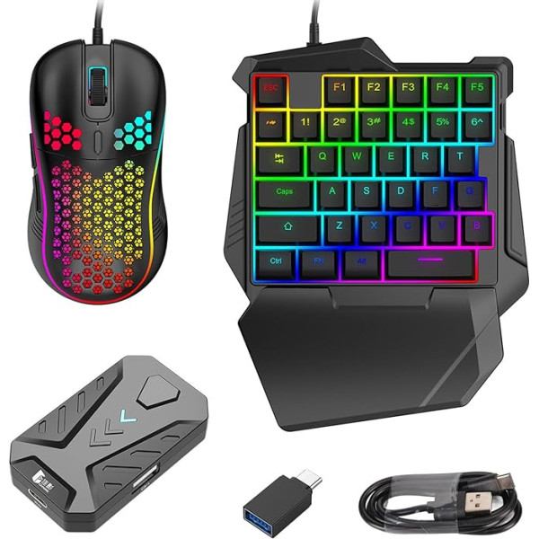 Pusės rankos žaidimų klaviatūros ir pelės keitiklio derinys, tylus laidinės klaviatūros ir pelės keitiklio rinkinys, skirtas PS4, XboxONE, Switch