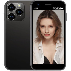 Hipipooo mini išmanusis telefonas Neblokuotas 4G mobilusis telefonas 3,0 colių Dual SIM 2000 mAh baterija 2MP + 5MP kamera Android 10.0 Quad Core atsarginis telefonas (juodas, 3G+64G)