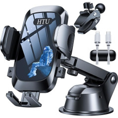 HTU 【2024 Karinės klasės 4-in-1 mobiliojo telefono laikiklis automobilyje【Strong Suction Cup & Clip】360° pasukamas universalus automobilinis laikiklis iPhone 15 Pro Max 14 13 12 11 Samsung Galaxy S24 S23 S22 ir kt., juoda mėlyna
