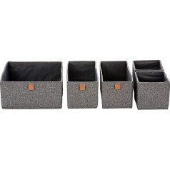 LOVE IT STORE IT Premium Storage Basket, 5 dalių organizatorius spintai, pagamintas iš aukštos kokybės lininio audinio, sutvirtintas kartonu, pilkos spalvos, 5 dėžės, 3 dydžiai