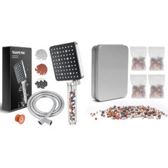 Duschkopf mit Schlauch 1.6M Filter & YEAUPE Mineralperlen Nachfüllset für die Handbrause,Duschkopf Kalk Filter,Filtersteine wirken antibakteriell,ionenfilternd,mineralisierend und pH-hautneutral