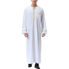 BeerMmay Vyrų musulmonų spausdinti Kaftan islamo Royalty Dubajus Robe O-Neck ilgomis rankovėmis Retro Tunics Abaya Palaidos Kandoura