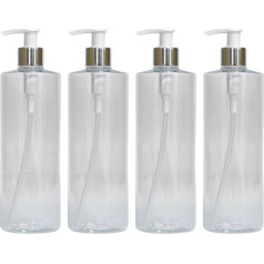 4 pakuočių po 500 ml talpos buteliukai su chromo pompa - idealiai tinka losjonams ir skysčiams