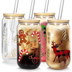 Kalėdiniai puodeliai, 550 ml Kalėdiniai kavos puodeliai Alaus skardinė stiklinė su dangteliu ir šiaudeliu Spalvinga kalėdinė eglutė Elk Tumbler Geriamoji stiklinė Stikliniai indai