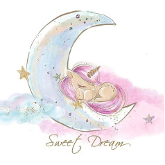 Little Deco DL157 Sienų lipdukas Sweet Dream Unicorn & Moon I (plotis x aukštis) 70 x 46 cm I Nursery Baby Room Sticker Sienų lipdukas Sienų lipdukas Lipnus plakatas