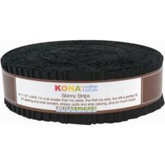 Robert Kaufman Kona Solids SS-101-40 Skinny Strips Black Colorway 40 vnt. pakuotė 2,5 cm 44 coliai