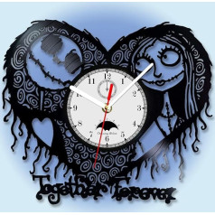Viiluuxr Vinilinė plokštelė LED sieninis laikrodis Silent Glow in the Dark Neon Clock Košmaras prieš Kalėdas Dekoracijos Dovanos Gyvenamasis kambarys Miegamasis 7 spalvos Šviečianti atmosfera sieninis laikrodis