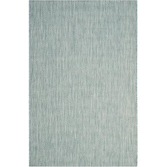 SAFAVIEH Zeitgenössische Teppich für Drinnen & Draussen - Courtyard Collection, Kurzer Flor, Aqua und Grau, 160 X 231 cm