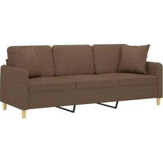 Vidaxl 3-vietė sofa, sofa su dekoratyvinėmis pagalvėlėmis, svetainės sofa, minkšta sofa, fotelis, relaksacinė sofa, poilsio sofa, poilsio sofa, relaksacinė sofa, rudas audinys