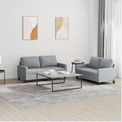 CIADAZ 2-TLG. Sofos komplektas su pagalvėlėmis, šviesiai pilkas audinys, Sofos ir sofos, Sofa svetainė, Sofa jaunimo kambariui, Sofa poilsiui, Sofa miegamajam, Minkšta sofa - 3201444