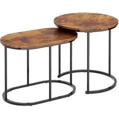 Sogesfurniture 2 kavos staliukų rinkinys, svetainės stalas, šoninis stalas, sofos stalas, kavos staliukas, lizdinis stalas su marmuro raštu, auksinis metalinis rėmas, skirtas svetainei, balkonui, derliaus rudos spalvos