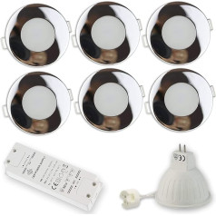 6x LED įleidžiami prožektoriai - apvalūs 12 V MR16, skirti naudoti vonioje ir lauke, IP44 Ø60-75 mm skylė - įleidžiamas lubų prožektorius įleidžiamas lubų prožektorius įleidžiamas lubų prožektorius įleidžiamas šviestuvas