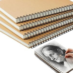 DAJAVE eskizų knygelė A4 spirale įrišta A4 kraft viršelis eskizų knygelė 50 lapų A4 menininko eskizų bloknotas 160 gsm menininkams studentams mėgėjų tapybos mėgėjams 4 vnt.