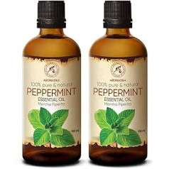 Pipirmėčių eterinis aliejus, 200 ml (2 x 100 ml), Mentha Piperita, 100% mėtų aliejus geram miegui, streso malšinimui, kambario kvapas, aromato difuzoriai, aliejaus degikliai