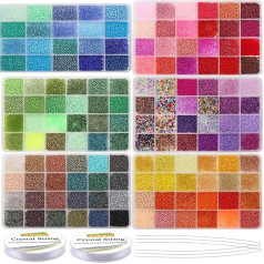EuTengHao 57600vnt. 2 mm stiklo karoliukai maži amatų karoliukai DIY apyrankė vėrinys amatų juvelyrinių dirbinių gaminimo reikmenys su Jump Ring Lobster Clasp elastinės virvelės