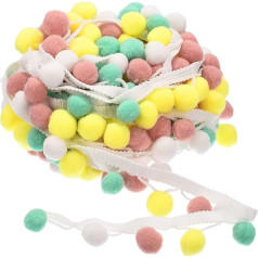 QUARKZMAN 2 Pom Pom Ball Fringe Trim, juostelės siuvimo DIY amatų priedai namų užuolaidų drabužių pagalvių apdaila, šviesi spalva