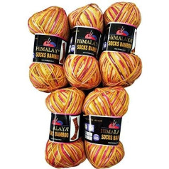 Ilkadim 5 x 100 g kojinių vilnos Orange Terracota Pink 120-01, 500 g vilnos kojinėms ir kojinėms megzti