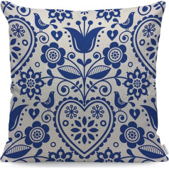 WONDERTIFY derliaus gėlių pagalvėlė padengti pagalvėlė padengti sofa lova sofa pagalvėlė padengti Navy balta 45x45cm