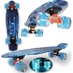 WeLLIFE Riedlentė Mini Cruiser Series RGX Skate 22 colių 56 cm vaikams paaugliams suaugusiems Riedlentė su šviečiančiais ratukais PU 78A Cruiser su spalvotomis šviesomis Flash LED rutuliniai guoliai ABEC-7