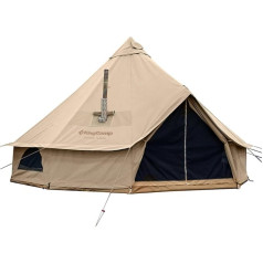 KingCamp Khan Camping Bell Tent 4 m Oversize Space All Cotton Heavy Duty Waterproof Luxury Outdoor Pyramid Tent for 4-8 Person Family Outdoor in All Seasons Cotton Camping Tent