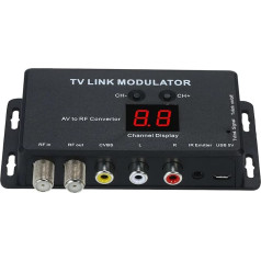 ANCLLO UHF moduliatorius, TM70 UHF TV jungties moduliatorius, AV ir RF keitiklis, IR ilgintuvas, moduliatorius Moduliatorius, AV ir RF keitiklis, IR ilgintuvas, palaiko PAL/NTSC su USB įkrovimo kabeliu
