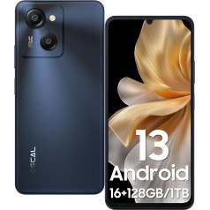 OSCAL Modern 8 išmanusis telefonas be sutarties, 16 GB RAM + 128 GB ROM/TF 1TB, 6,75 colių HD+ IPS 90Hz 6000 mAh, 50 MP + 5 MP kamera, aštuonių branduolių 