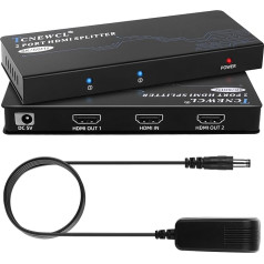 TCNEWCL 8K 60Hz HDMI skirstytuvas, 1 įėjimas ir 2 išėjimai vienu metu, 4K 120Hz 1x2 garso ir vaizdo HDMI skirstytuvas su maitinimo šaltiniu, palaiko 3D, EDID, HDCP, skirtas HDTV, CCTV, 