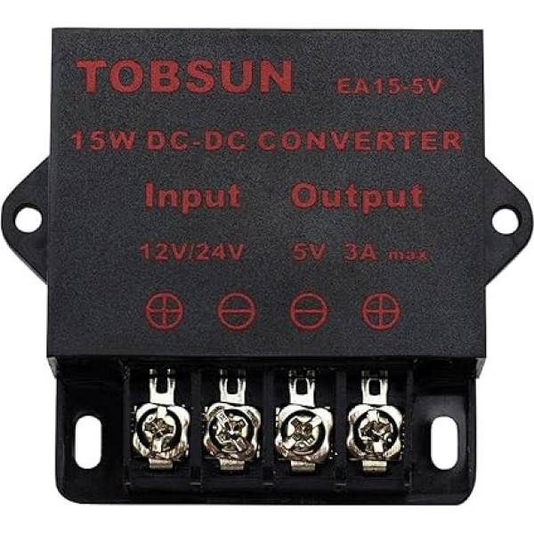 DC Step Down SUPERNIGHT DC 12V ~ 24V į 5V 3A 15W konverteris žemyn reguliatorius 5V reguliuojamas maitinimo šaltinio transformatorius, skirtas LED ekranams, automobiliams, elektrai ir kt.