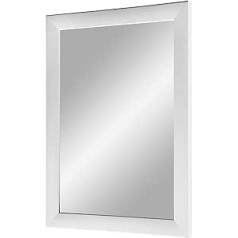 Flex 35 – sieninis veidrodis 40 x 60 cm su rėmu (matinė balta) Veidrodis pagamintas pagal išmatavimus su 35 mm pločio MDF medine juostele – pagal užsakymą pagamintas veidrodžio rėmas, įskaitant veidrodį ir tvirtą galinę plokštę su pakabo