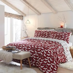 „Fusion Snug“ – „Dudley Love“ – 100 % šlifuotos medvilnės antklodžių užvalkalų rinkinys – dvigubas raudonos spalvos