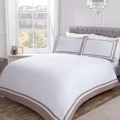 Sleepdown 100 % medvilnės satino 300 siūlų skaičius Super King (260 x 230 cm) medvilninis antklodės užvalkalas su pagalvių užvalkalais – audinės balta, karališka