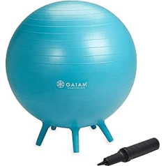 „Gaiam Balance“ kamuolinė kėdė – Ergonomiška biuro kėdė ir jogos rutulinė kėdė namų biuro stalui su pratimų vadovu, lengvai montuojamu kamuoliuku ir integruotomis stabilumo kojomis, 65 cm (25,5 cm)