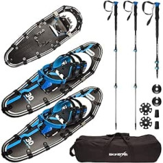 SkinStar Snowshoes 30 colių rinkinys, aliuminio rėmas, turistinė slidinėjimo lazda iki 130 kg