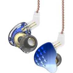 „Yinyoo Kbear Hi-Fi“ ausinės, „Robin“ hibridiniai į ausį įtaisyti monitoriai, 10 vienetų, 4BA ir 1DD, „Over-Ear Dual Drivers“ ausinės IEM su 0,78 mm nuimamu 2 kontaktų laidu muzikantams (be mikrofono, mėlyna)