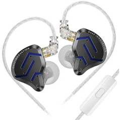 LINSOUL KZ ZSN PRO 2 įtaisytas ausų monitorius, 1BA+1DD hibridinės tvarkyklės HiFi ausinės IEM, laidinės ausinės, nuimamas sidabru dengtas įleidžiamas 0,75 mm 2 kontaktų laidas audiofilams (juodas, su mikrofonu)