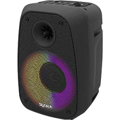 Sytech Microbeat serijos 3 colių 10 W RMS 75 pmpo įkraunamas BT mikrofono LED garsiakalbis juodas